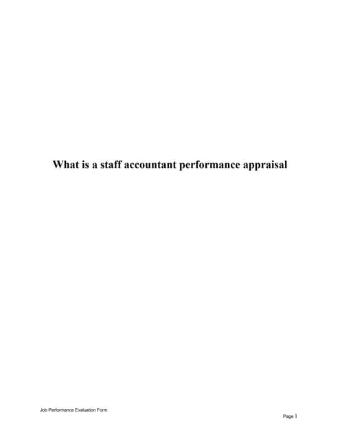 What is a staff accountant performance appraisal