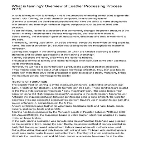 What is tanning? Overview of Leather Processing Process 2019