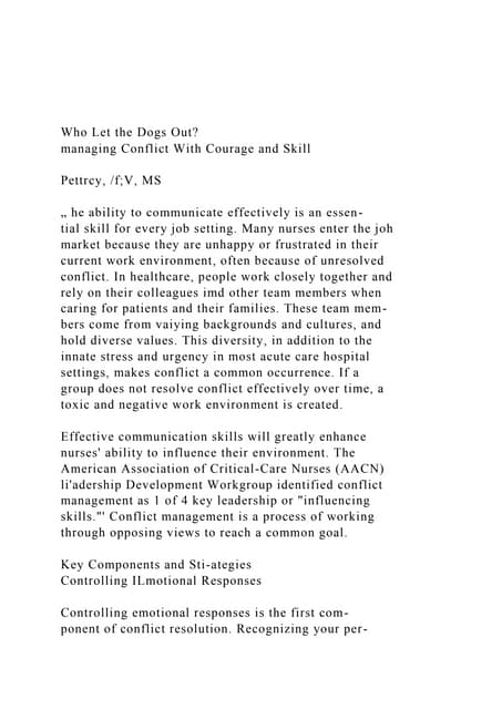 Who Let the Dogs Outmanaging Conflict With Courage and Skil.docx