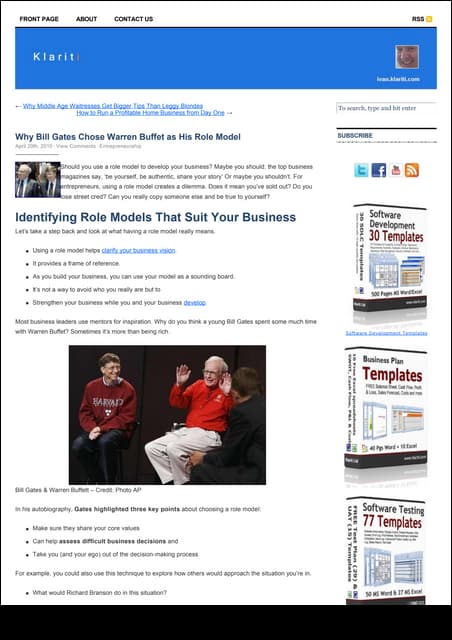 Why bill gates chose warren buffet as his role model