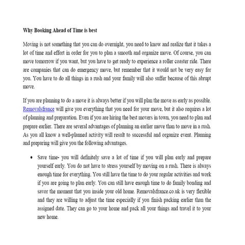 Why booking ahead of time is best