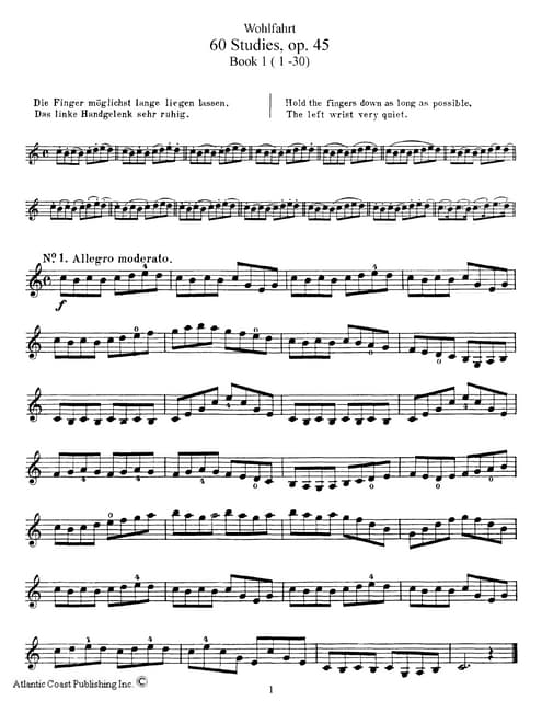 Wohlfahrt 60 studies for violin, opus 45, book 1