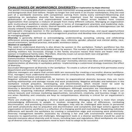 Work force diversity