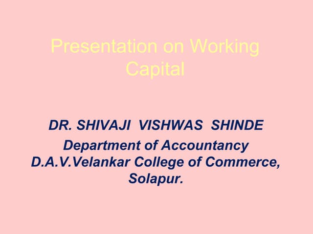 Working capital  ppt