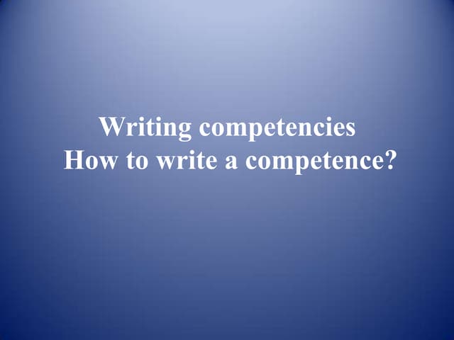 Writing competencies