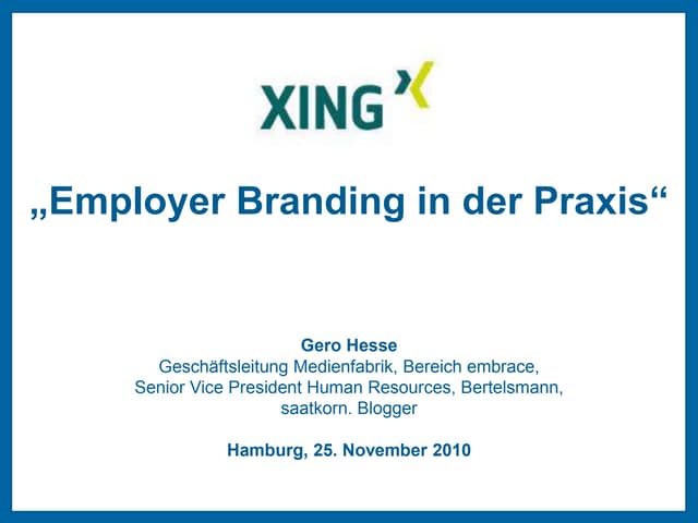 Präsentation von Gero Hesse auf dem XING-Event am 25.11.2010