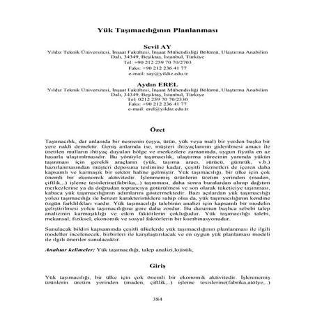 Yük taşımacılığının planlanması