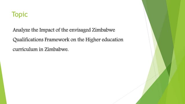 Zimbabwe qualifications framework on the higher education