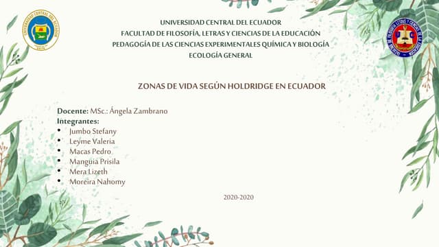 Zonas de vida según Holdridge en Ecuador 
