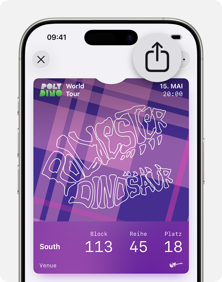 Ein Event-Ticket in der Wallet-App.