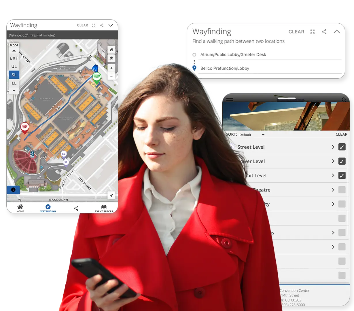 Lady exploring map on her phone