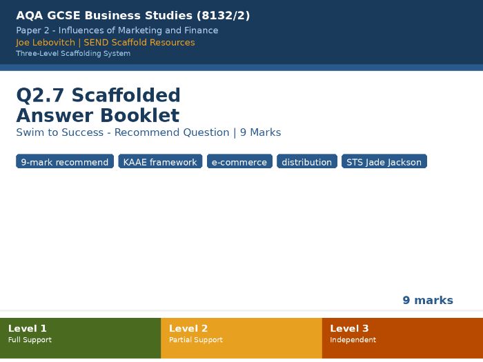 AQA GCSE Business 8132 Paper 2 - Q2.7 E-Commerce Scaffolded Booklet | SEND | 9 Marks
