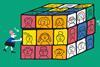 An illustration of a teacher solving a puzzle of her students