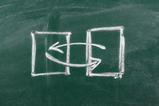 An image showing two windows with swapping arrows on