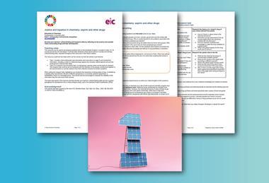 An image showing the pages available in the downloads with solar panels in the shape of a 1 in the foreground.