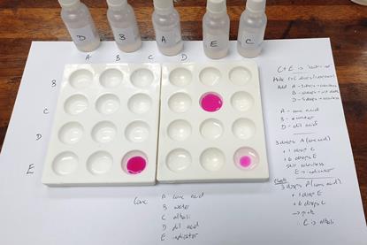 A photo of small bottles and spot plates