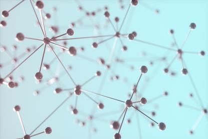 A 3D conceptual illustration of bonding in a molecular structure.