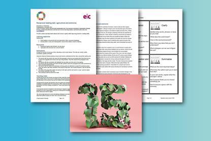 An image showing the pages available in the download with leaves in the shape of a 15 in the foreground.