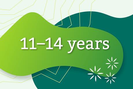 Graphic illustration with wording: 11-14 years