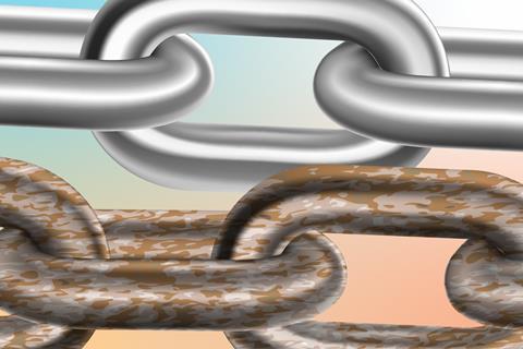 A shiny new chain and a rusty one