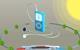 Depiction of a solar cell powering a music player