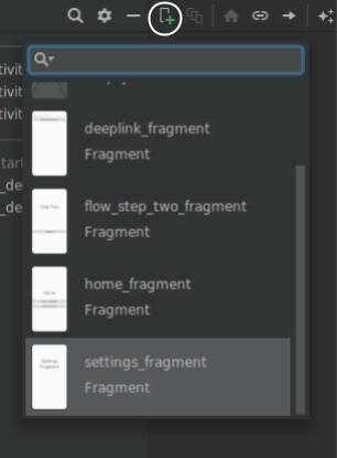 Layar tujuan baru yang menampilkan beberapa fragmen