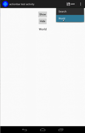 您可以看到溢出菜单按钮,并且
靠近屏幕顶部的操作栏