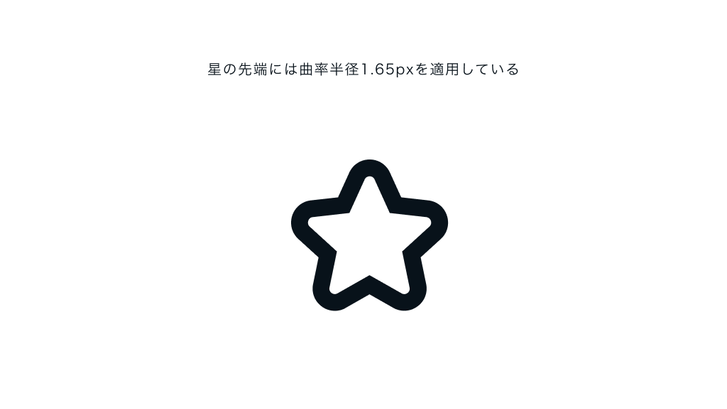 星の先端には曲率半径1.65pxを適用している