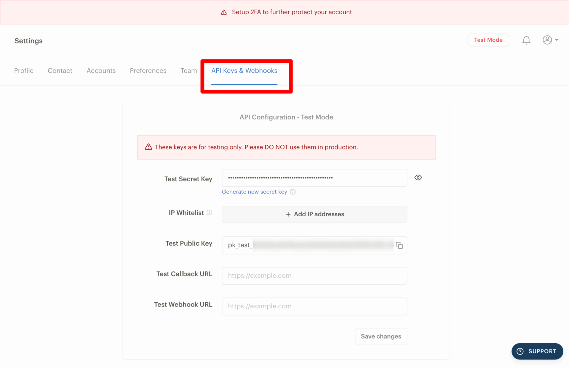 This is a screenshot of getting key from Paystack