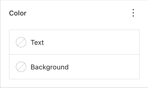 Die Farbeinstellungen in der Seitenleiste mit Blockeinstellungen für Text- und Hintergrundfarben.