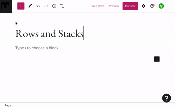 Auf den Block-Inserter klicken und nach „Zeile“ suchen, dann auf den Zeilenblock klicken, um im Editor den Zeilenblock einzufügen.