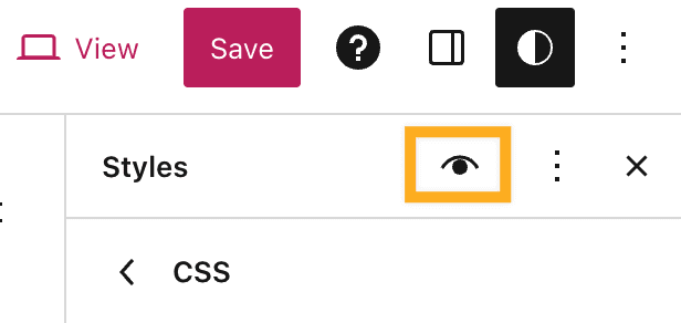 用于打开样式手册的眼睛图标突出显示。