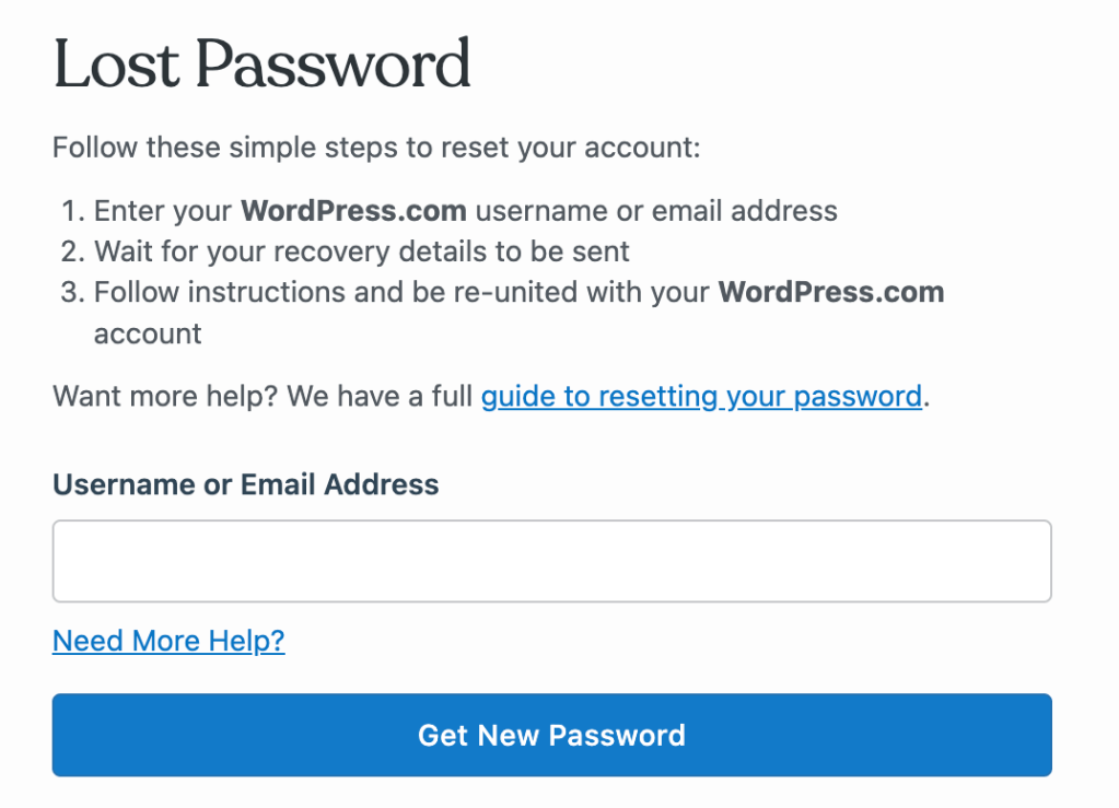 パスワード紛失フォーム