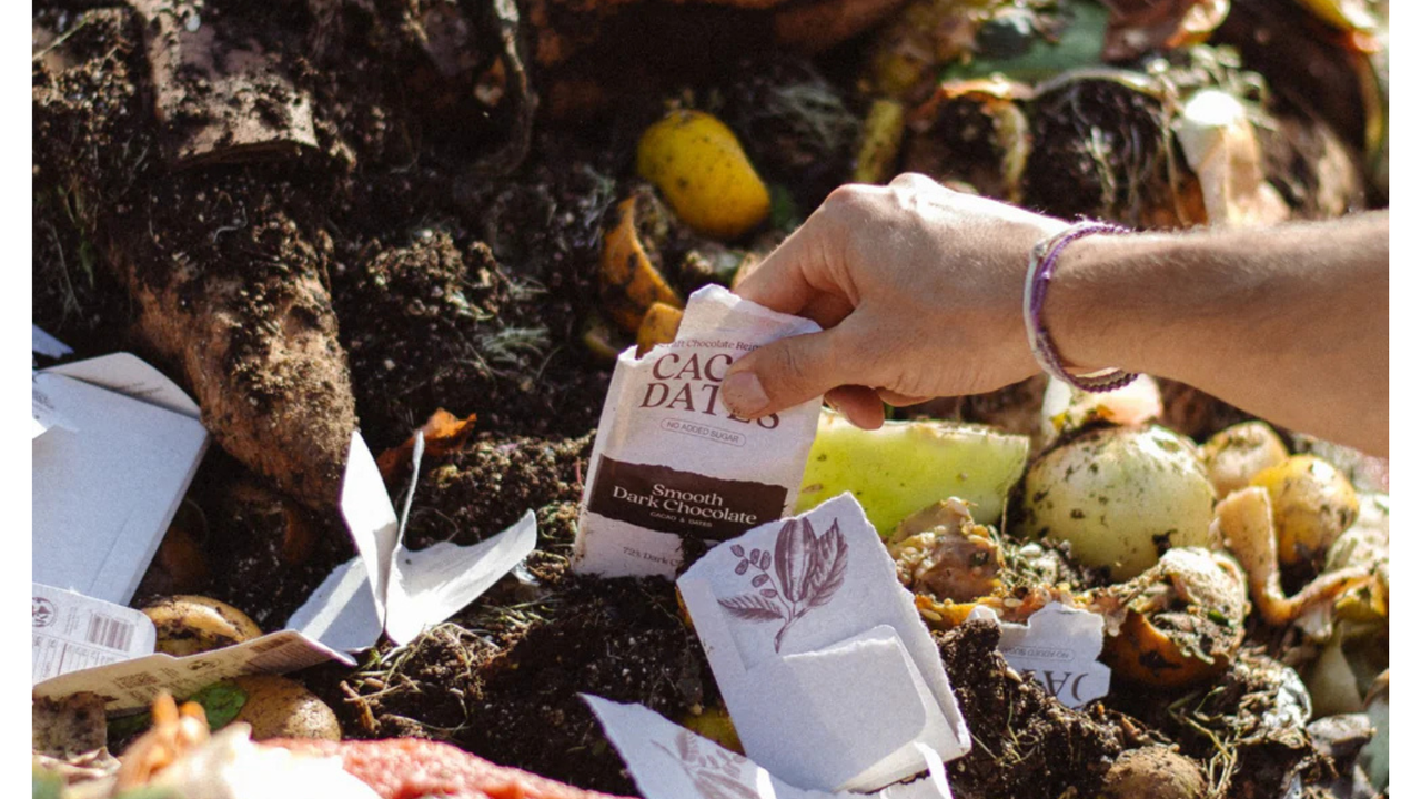 The Conscious Bar Chocolate in compost The Conscious Bar Chocolate in compost