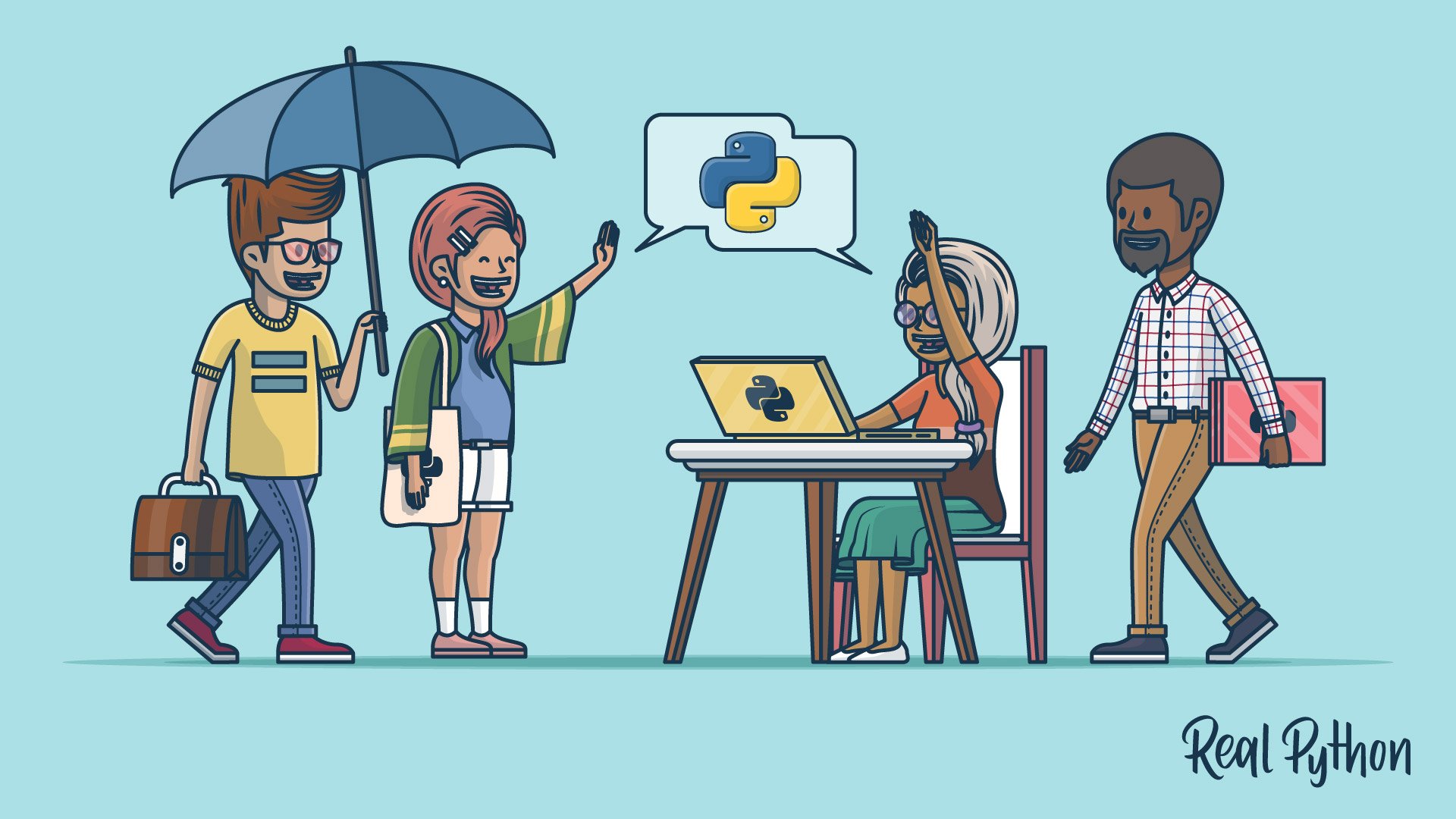 Title image for Real Python Community Chat (Python Community Articles Artwork)