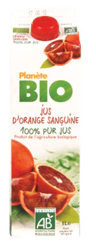 Jus d'orange sanguine frais BIO 100% pur jus, Planète Bio (1 L)