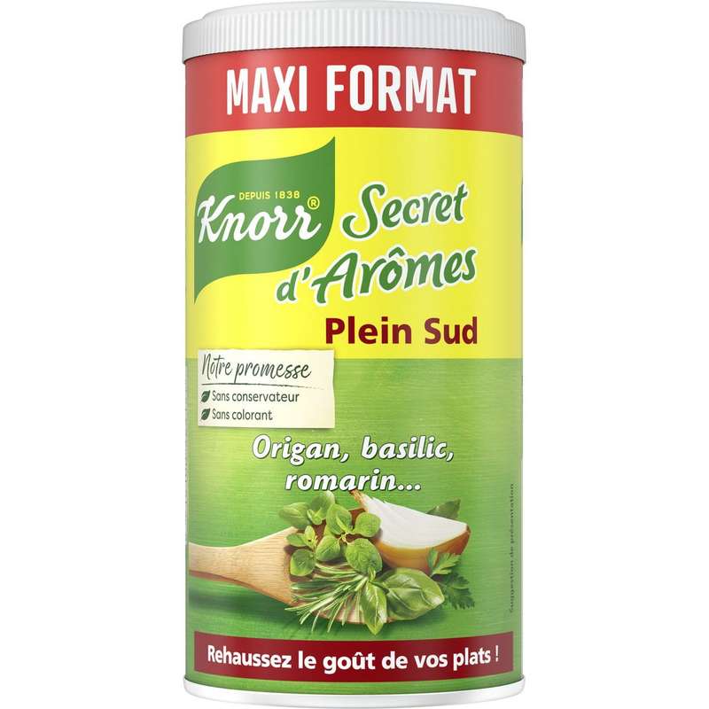 Assaisonnement Secret d'arômes Plein Sud - origan basilic romarin, Knorr (145 g)
