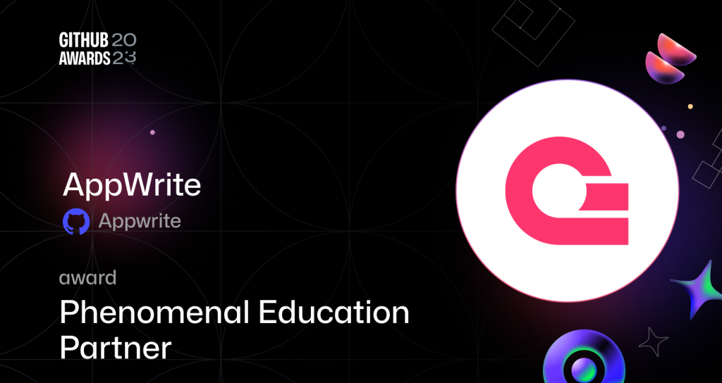 Promotional graphic for the GitHub Awards showing AppWrite.