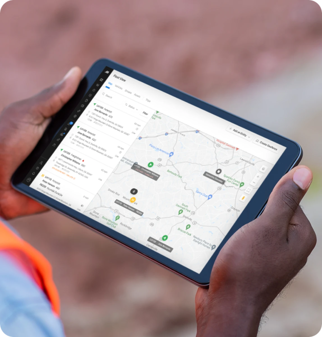 fleet view map on a tablet to monitor dispatches.