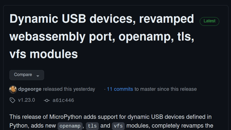 A screenshot of the release page, showing the headline and a crop of the release notes