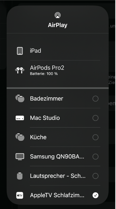 Abbildung. Das Dialogfenster „AirPlay“.