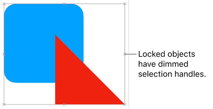 Locked objects with dimmed selection handles.