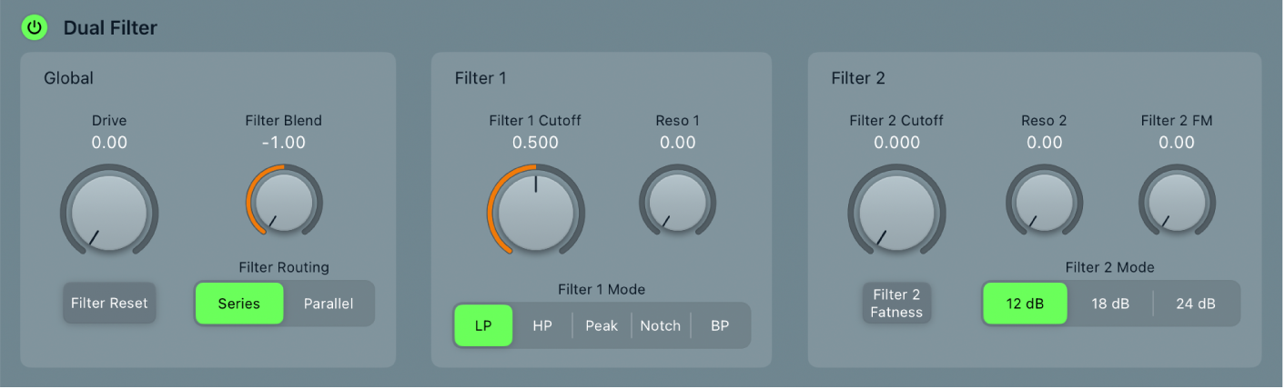 Figure. ES2 Filter parameters.