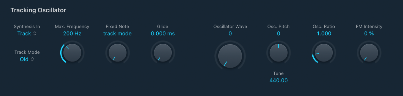 Figure. EVOC 20 TrackOscillator Tracking Oscillator parameters.