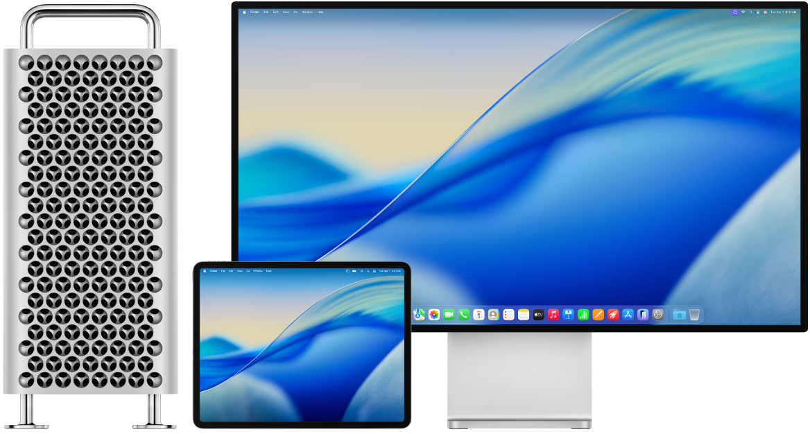 جهازا Mac Pro و iPad يظهران جنبًا إلى جنب.