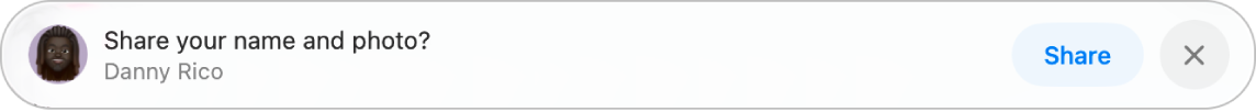 La zone de dialogue pour le partage du nom et de la photo dans une conversation Messages.