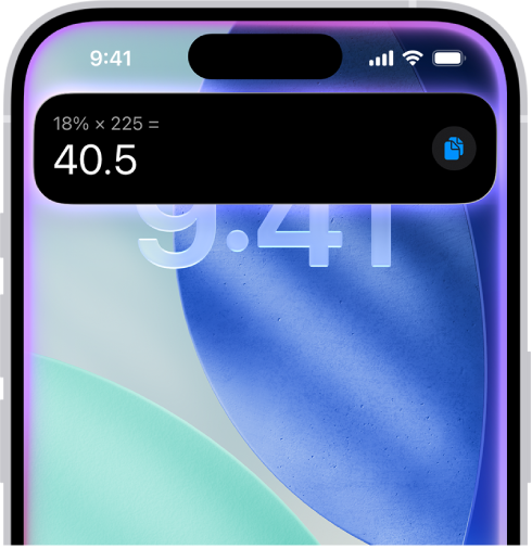 V hornej časti obrazovky iPhonu sa zobrazuje odpoveď od Siri vo forme výpočtu.