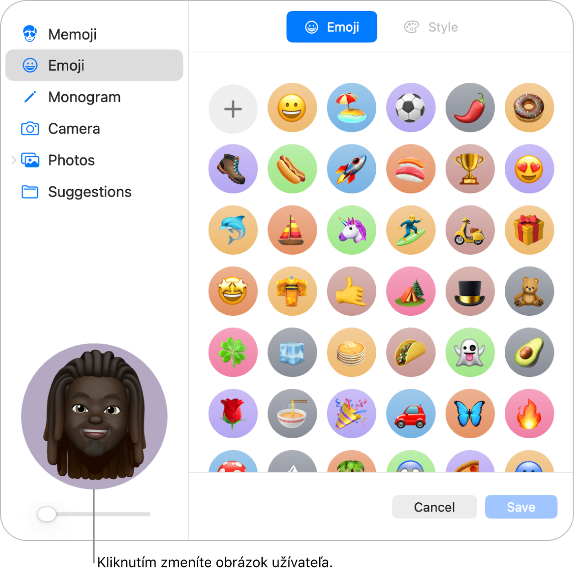 Nastavenia Užívatelia a skupiny zobrazujúce obrázok užívateľa.