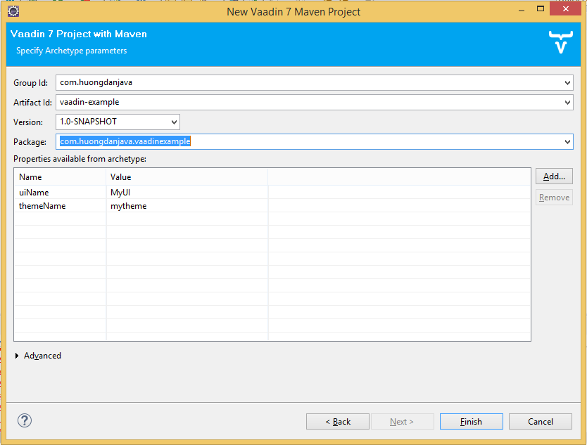 Create and run an application using Vaadin framework in Eclipse using Vaadin plugin