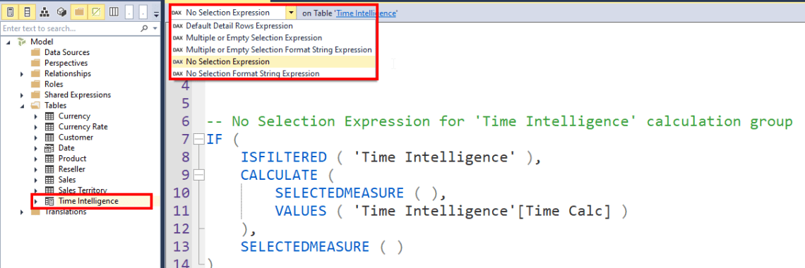 Creating a Selection Expression in Tabular Editor